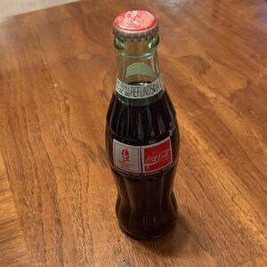 Olympics Albertville 1992 Coca-Cola Glass Bottle with Red and White Label